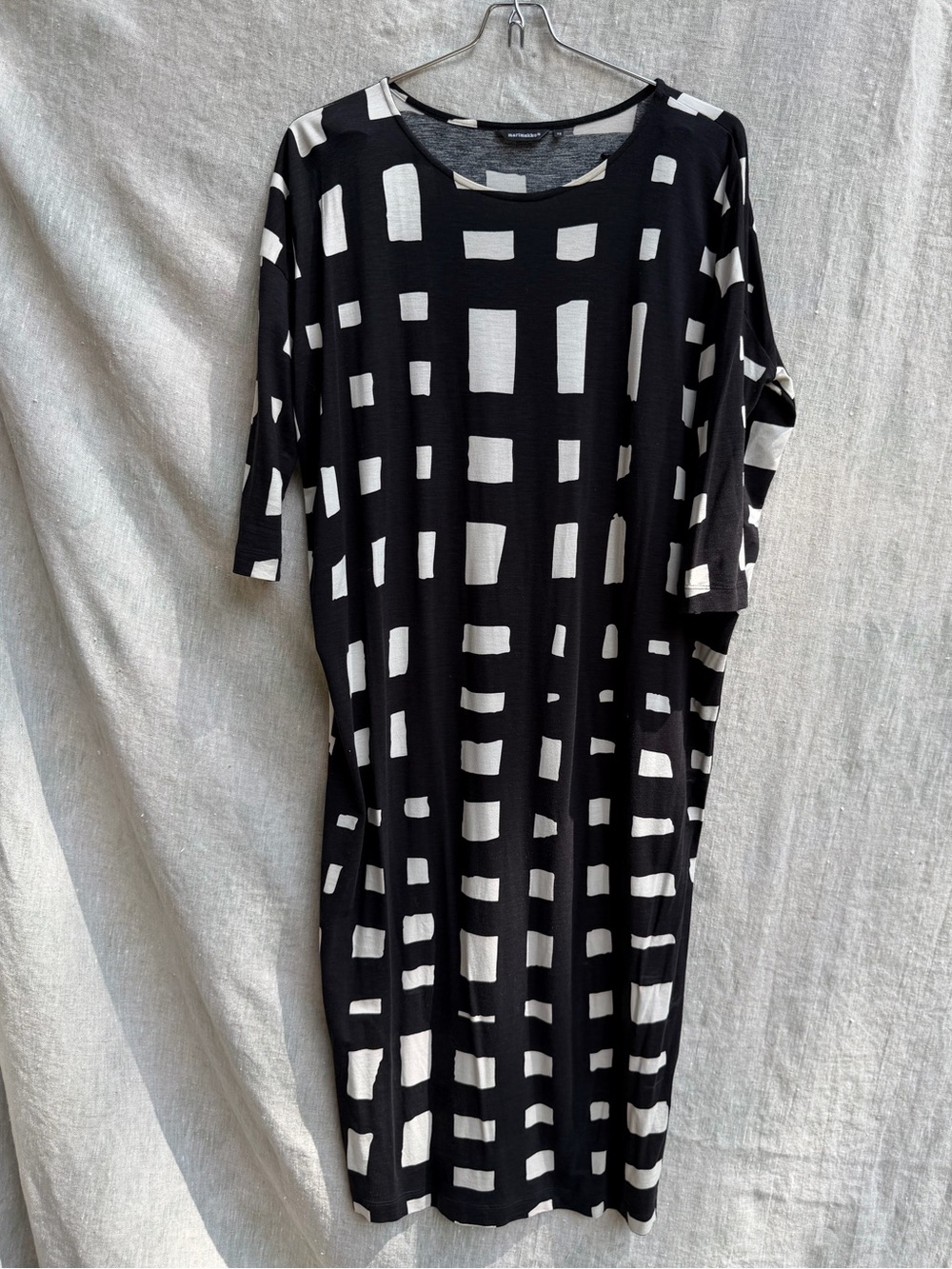 Marimekko Black and White Block Print Midi Dress